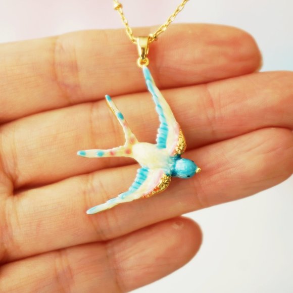 NWT  blue swallow necklace BILL SKINNER - Picture 6 of 12